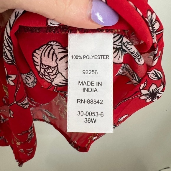 Roaman's Georgette Semi Sheer Longline Floral Blouse Plus Size Flowy Loose 36W - Picture 8 of 10